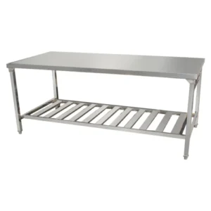 Stainless Steel Worktable With a Slated Undershelf